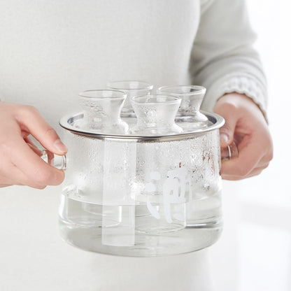 Heat-Resistant Glass Sake Set – Tokkuri Sake Carafe with Measuring Marks