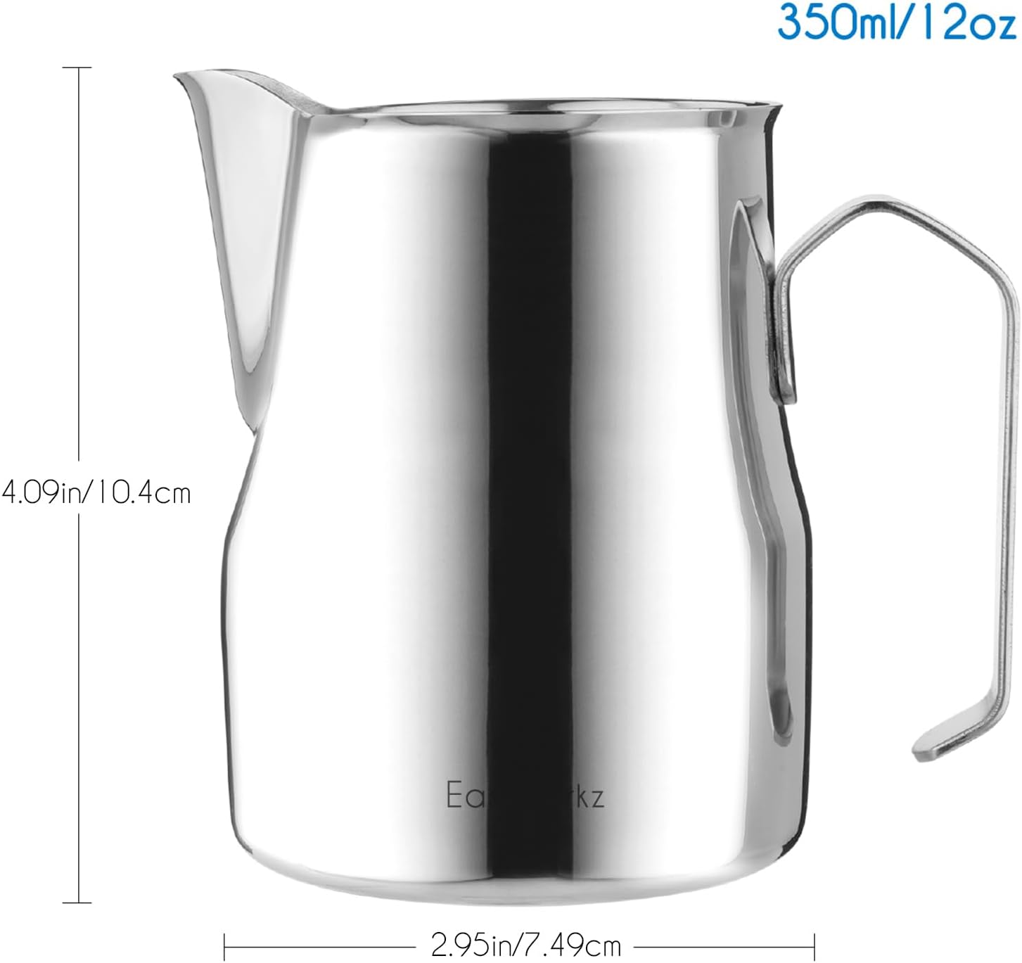 Easyworkz Stainless Steel Milk Pitcher – Latte Art Coffee Frothing Jug, Silver, 350ml