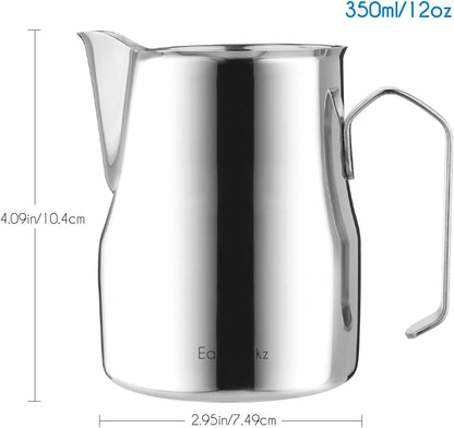 Easyworkz Stainless Steel Milk Pitcher – Latte Art Coffee Frothing Jug, Silver, 350ml