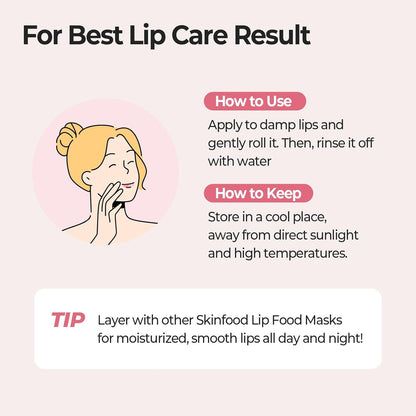SKINFOOD Strawberry Sugar Food Mask Lip Scrub – Exfoliating &amp; Moisturizing Lip Care (21ml)