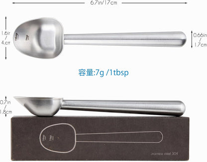 Easyworkz Stainless Steel Coffee Scoop – Long Handle 7g Measuring Spoon, Brushed Silver