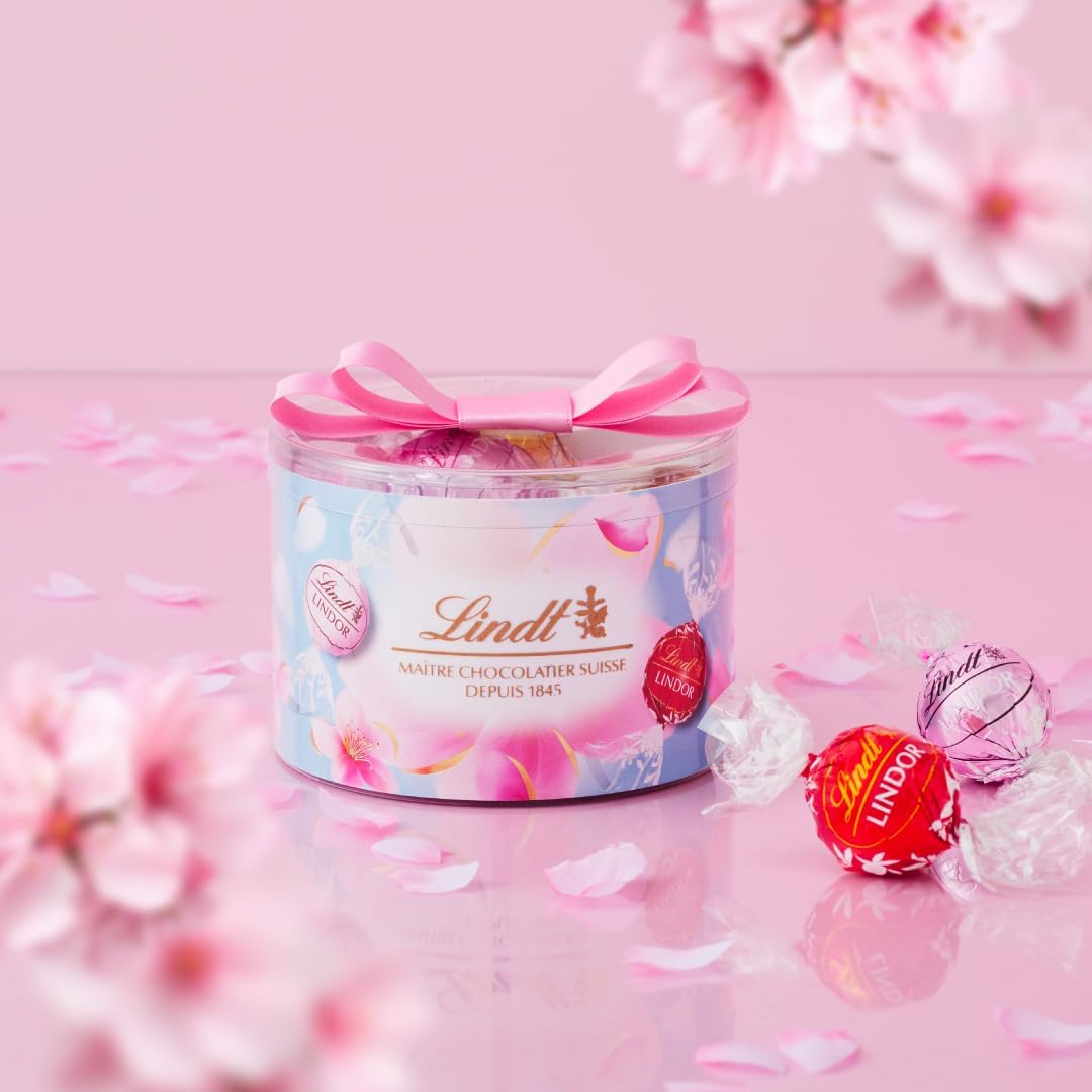 Lindt &amp; Sprüngli Lindor White Day Ribbon Gift Box – 16 Piece Chocolate Assortment with S Shopping Bag