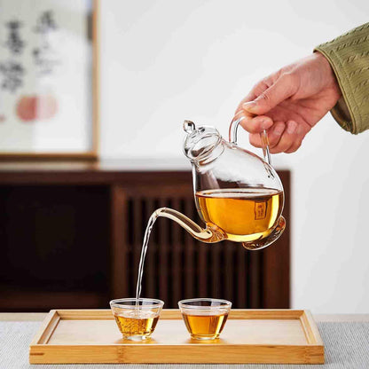 Heat-Resistant Glass Small Teapot – 430ml Transparent Single Serve Jar