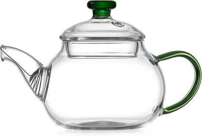 Mini Heat-Resistant Glass Teapot – 325ml Handmade Style Single Serve