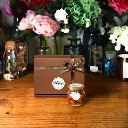 MYHONEY Honey-Pickled Nuts M 90g | Premium Honey Nuts | Brown Gift Box with MYHONEY Logo Ribbon