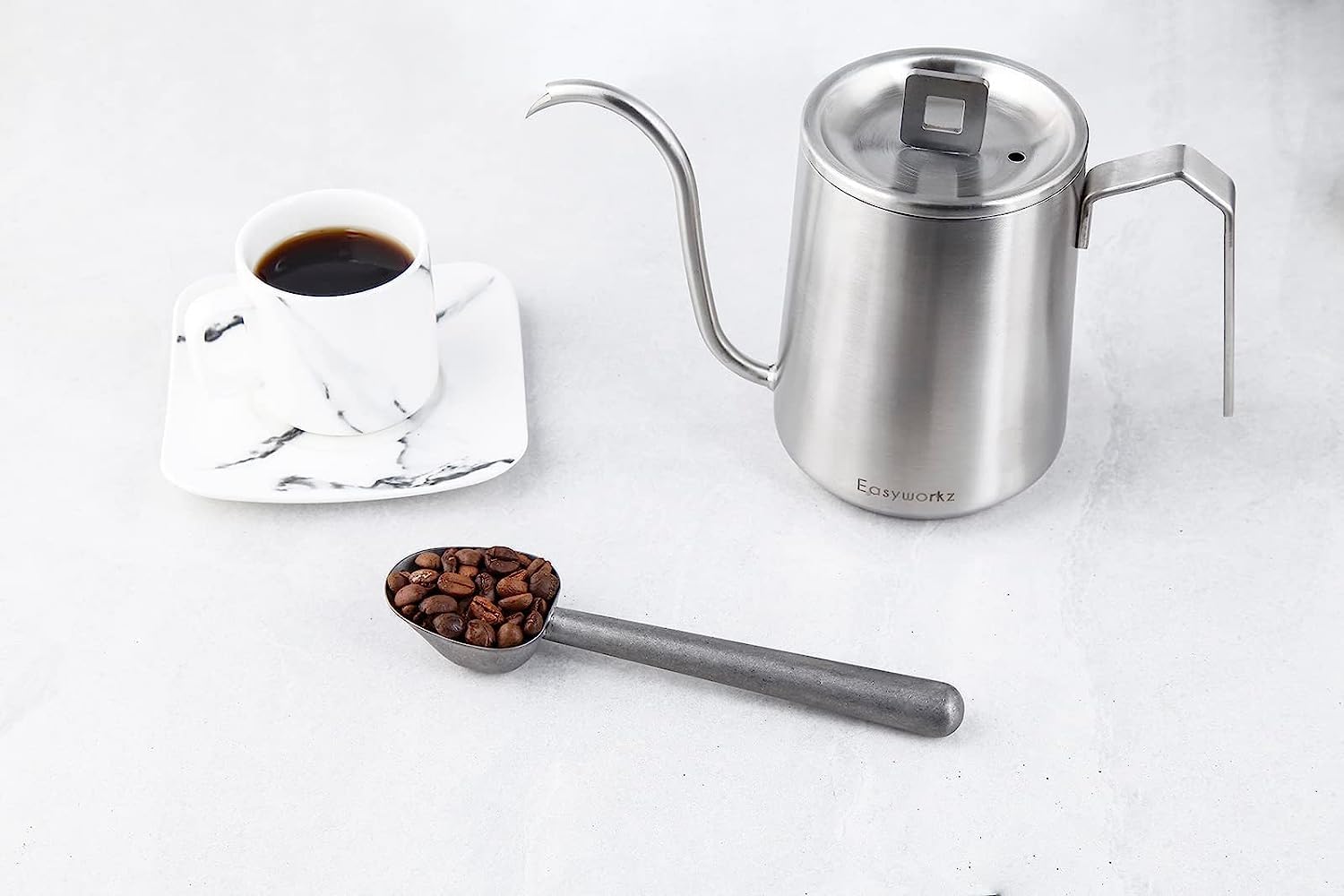 Easyworkz Stainless Steel Coffee Scoop – Long Handle 7g Measuring Spoon, Vintage Finish