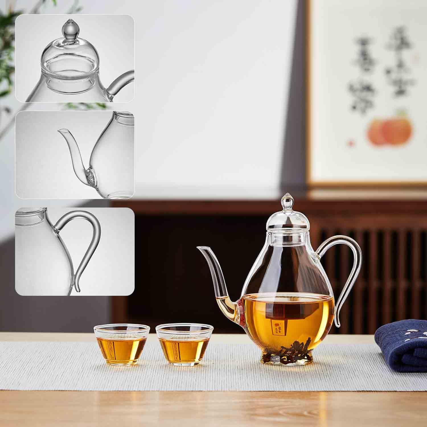 Heat-Resistant Glass Small Teapot – 430ml Transparent Single Serve Jar