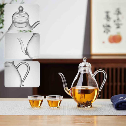 Heat-Resistant Glass Small Teapot – 430ml Transparent Single Serve Jar