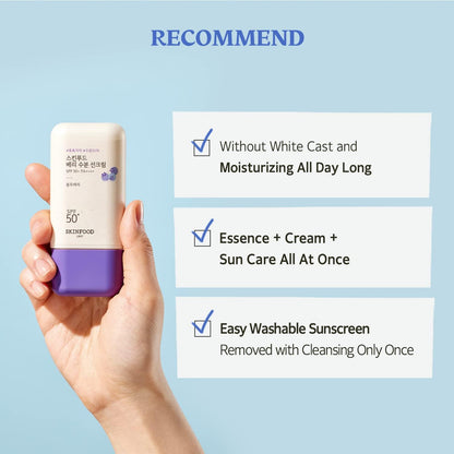 SKINFOOD Berry Moisture Sunscreen SPF50+ PA+++ – Hydrating UV Protection Face &amp; Body Sunscreen (50ml)