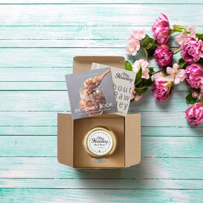 MYHONEY Nut Honey Glazed M 90g | Premium Honey-Coated Nuts | Natural Craft Gift Box with Hemp Cord Ribbon