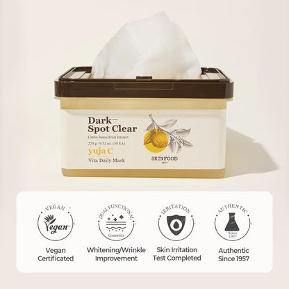 SKINFOOD Yuzu C Vita Daily Mask – Brightening &amp; Hydrating Korean Sheet Mask Pack