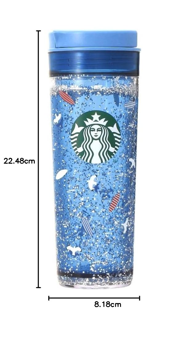 Starbucks Japan Seaside Resin Water Tumbler 473ml (15.9oz) – Blue | Stylish Lightweight Reusable Drink Bottle