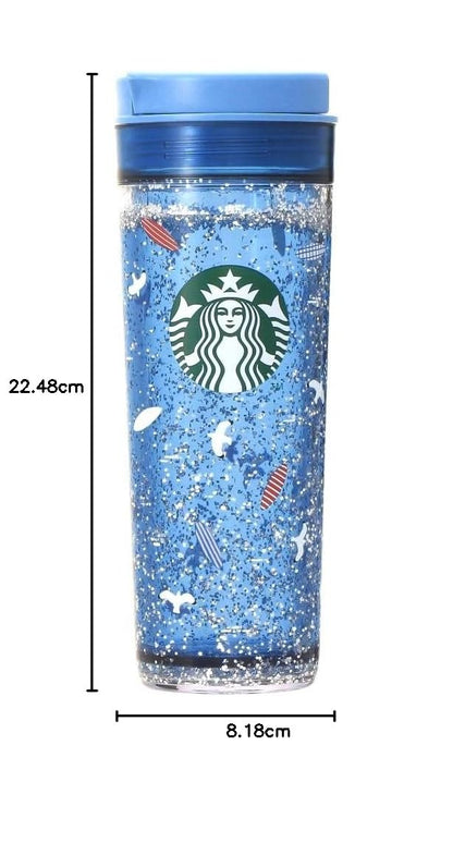 Starbucks Japan Seaside Resin Water Tumbler 473ml (15.9oz) – Blue | Stylish Lightweight Reusable Drink Bottle