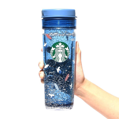 Starbucks Japan Seaside Resin Water Tumbler 473ml (15.9oz) – Blue | Stylish Lightweight Reusable Drink Bottle