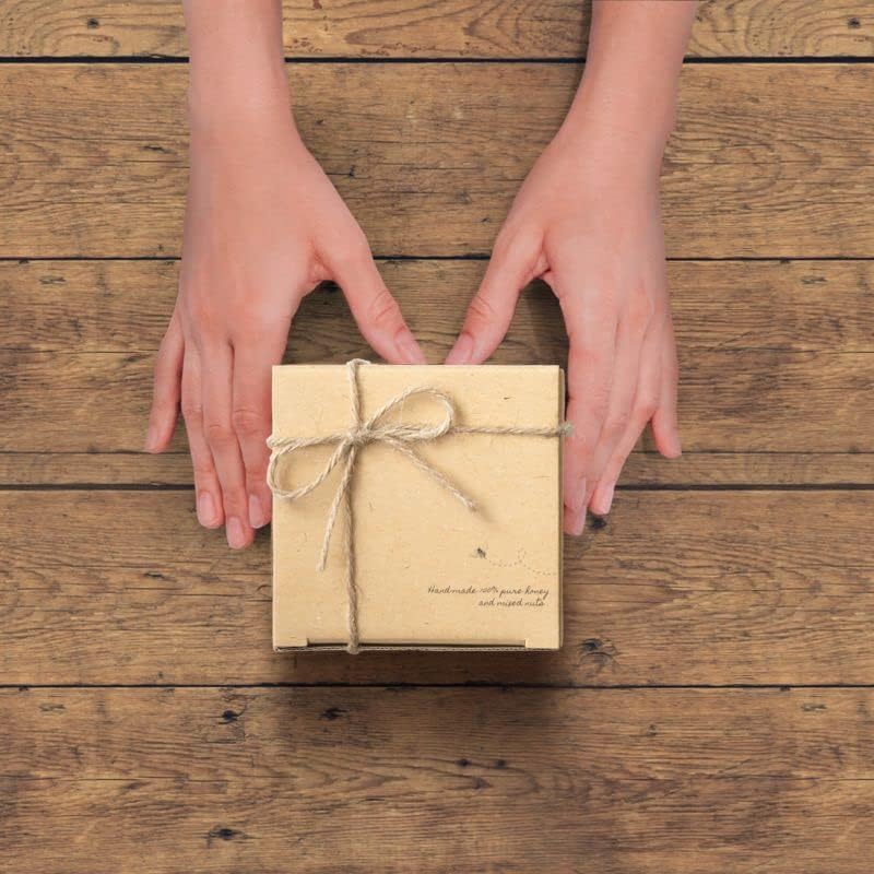 MYHONEY Nut Honey Glazed M 90g | Premium Honey-Coated Nuts | Natural Craft Gift Box with Hemp Cord Ribbon