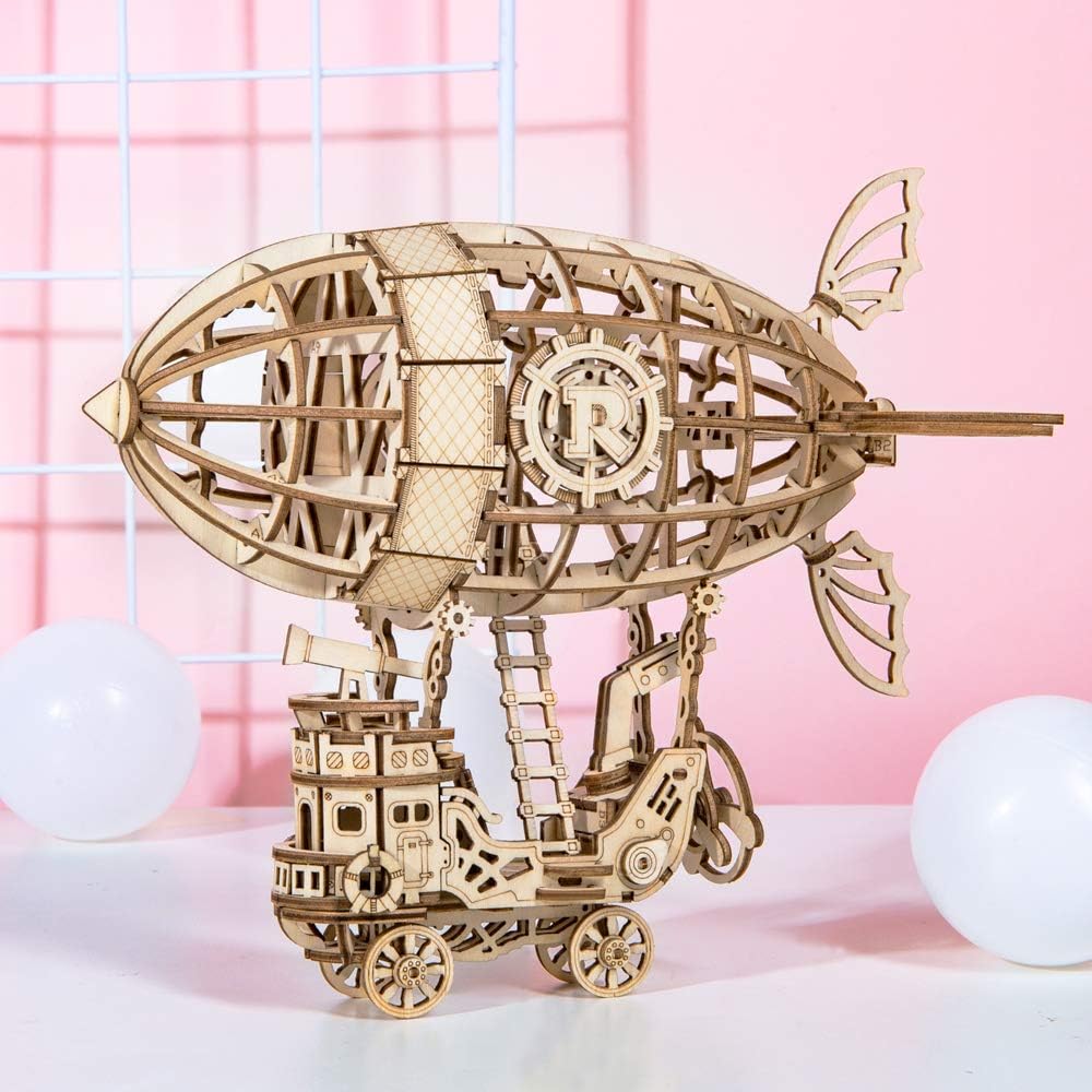 ROBOTIME Airship 3D Wooden Puzzle – DIY Educational Model Kit for Kids &amp; Adults