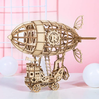 ROBOTIME Airship 3D Wooden Puzzle – DIY Educational Model Kit for Kids &amp; Adults