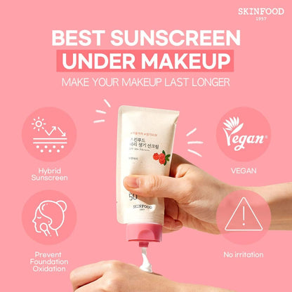 SKINFOOD Berry Glow Sunscreen SPF50+ PA++++ – Tone-Up UV Protection &amp; Hydrating Sunscreen (50ml)