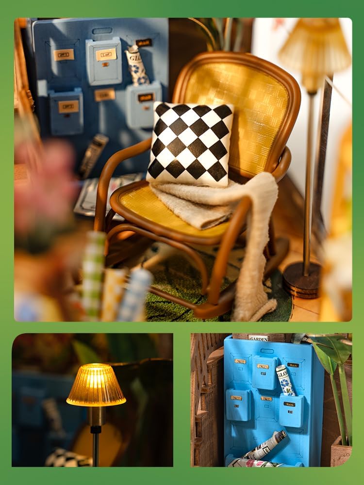 Rolife Flower Shop Book Nook Kit | DIY Wooden Miniature Dollhouse with LED Light