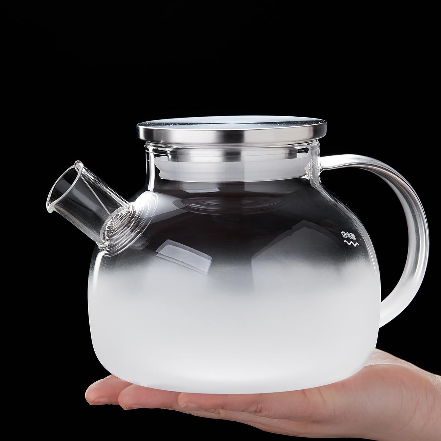 Pocaroti Frosted Glass Teapot 1000ml – Heat-Resistant, Direct Fire Safe with Stainless Steel Lid