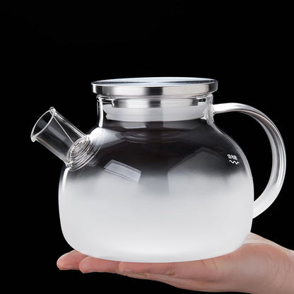 Pocaroti Frosted Glass Teapot 1000ml – Heat-Resistant, Direct Fire Safe with Stainless Steel Lid