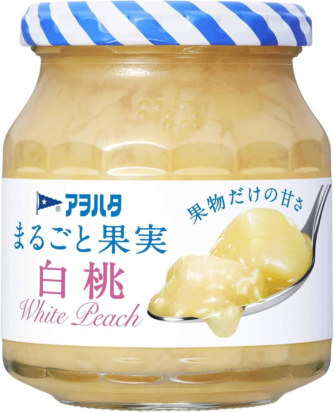 Aohata Whole Fruit White Peach Jam 250g | Made in Japan | Japanese Self Closing Jam Bottle