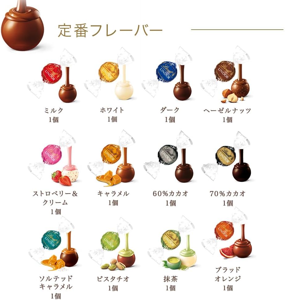 Lindt Lindor Early Summer Tasting Set – 18 Piece Gift Box with Individual Wraps &amp; Shopping Bag