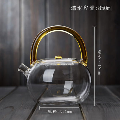 Heat-Resistant Glass Teapot 850ml – Transparent Direct Fire Compatible Tea Pot with Built-In Strainer