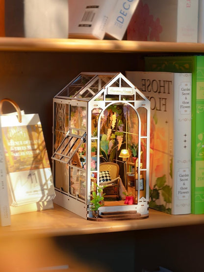 Rolife Flower Shop Book Nook Kit | DIY Wooden Miniature Dollhouse with LED Light