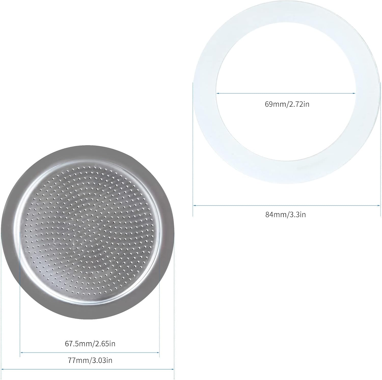 Easyworkz Replacement Gasket Set for 12-Cup Moka Pot – 2 Sealing Rings &amp; Stainless Steel Filter