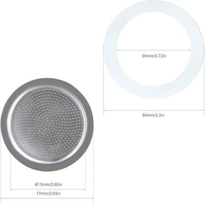 Easyworkz Replacement Gasket Set for 12-Cup Moka Pot – 2 Sealing Rings &amp; Stainless Steel Filter