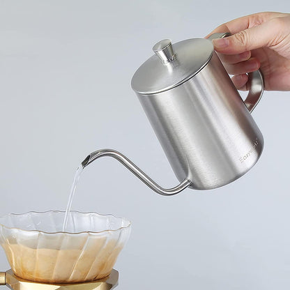 Easyworkz Gooseneck Kettle – Stainless Steel Hand Drip Coffee &amp; Tea Pot, Silver, 600ml