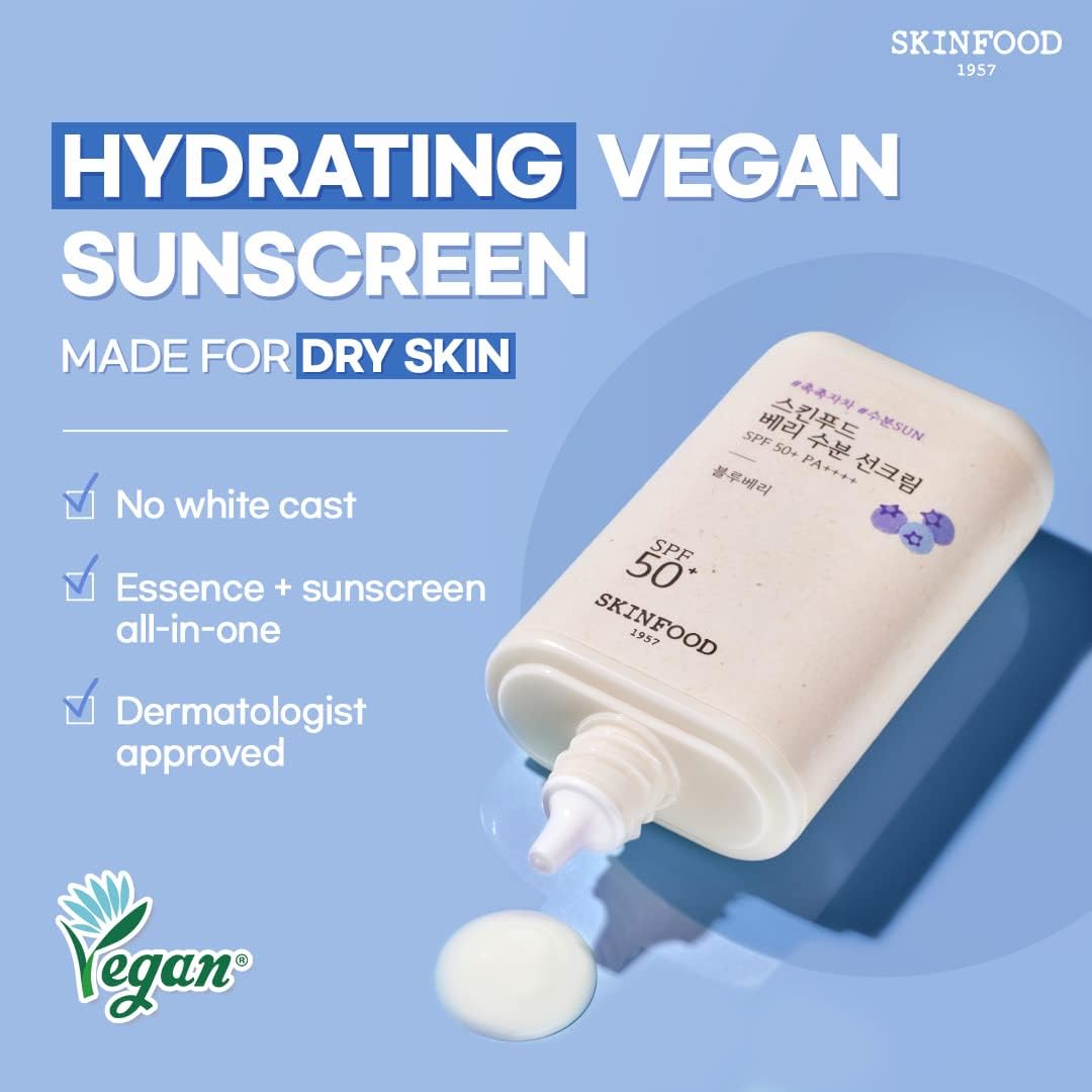 SKINFOOD Berry Moisture Sunscreen SPF50+ PA+++ – Hydrating UV Protection Face &amp; Body Sunscreen (50ml)