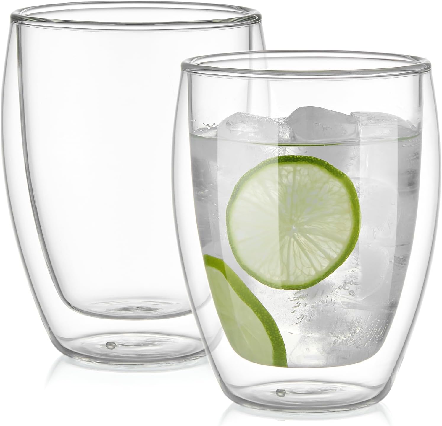 Pocarati Double Wall Glass Cups – 400ml Set of 2 Insulated Heat-Resistant Tumblers