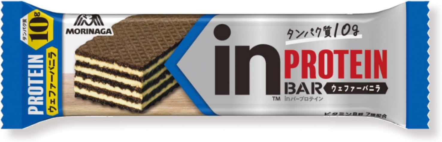 Morinaga In Bar Protein – 4 Types × 8 Bars PSJ Variety Box | Baked Chocolate, Baked Bitter, Wafer Vanilla &amp; Wafer Cafe au Lait | High Protein Snack