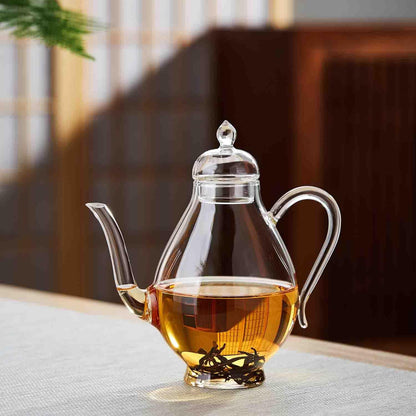 Heat-Resistant Glass Small Teapot – 430ml Transparent Single Serve Jar