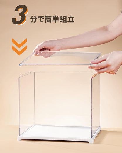 ROBOTIME Acrylic Display Case for Miniature House &amp; Dollhouse – Dustproof Protective Cover, Stackable Showcase