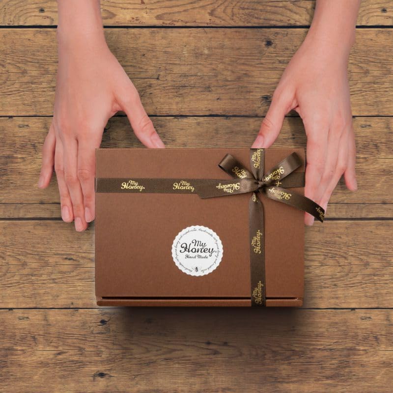 MYHONEY Honey-Pickled Nuts M 90g | Premium Honey Nuts | Brown Gift Box with MYHONEY Logo Ribbon