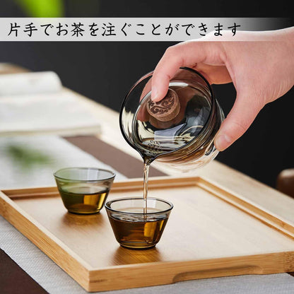 Pocarati Travel Tea Set – Portable Heat-Resistant Glass Teapot with 2 Cups &amp; Protective Case
