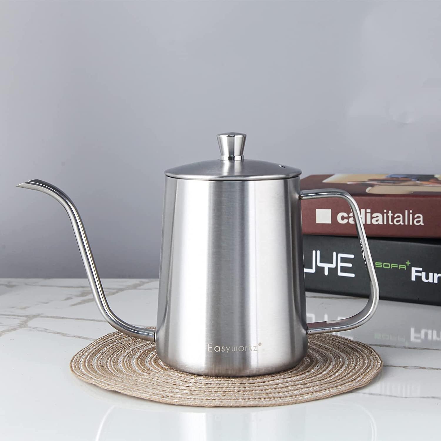 Easyworkz Gooseneck Kettle – Stainless Steel Hand Drip Coffee &amp; Tea Pot, Silver, 600ml