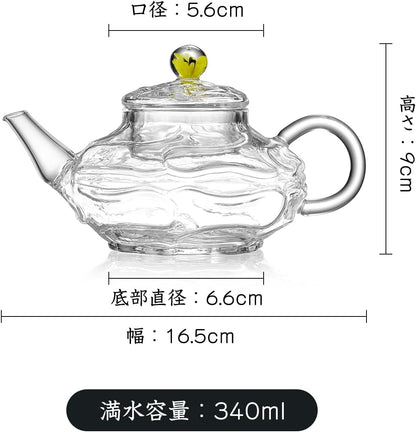 Mini Muscle Heat-Resistant Glass Teapot – 340ml Gourd Design