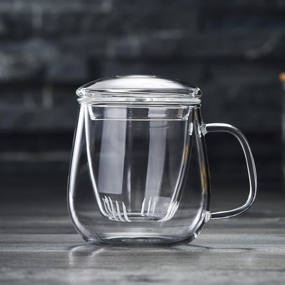 Pocarati Glass Tea Infuser Mug – 520ml Heat-Resistant Cup with Lid