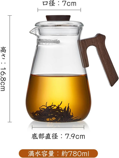 Pocaroty Heat-Resistant Glass Teapot 780ml – Clear Pitcher for Hot &amp; Cold Brew, Direct Flame Safe
