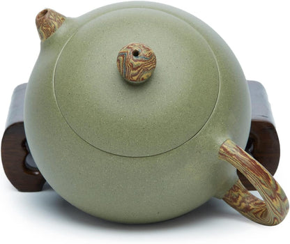 Handmade Yixing Purple Clay Teapot Set – Bean Green Sand Teapot with 4 Tea Cups