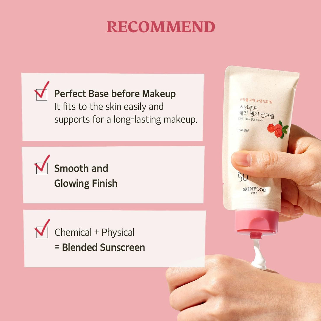 SKINFOOD Berry Glow Sunscreen SPF50+ PA++++ – Tone-Up UV Protection &amp; Hydrating Sunscreen (50ml)