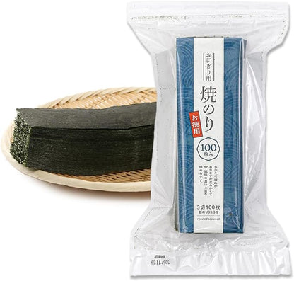 Koasa Shoji Rose, 3 Slices of Nori, For Rice Balls, 100 Pieces, Value Product, Domestic Processing