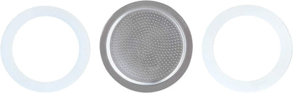 Easyworkz Replacement Gasket Set for 12-Cup Moka Pot – 2 Sealing Rings &amp; Stainless Steel Filter