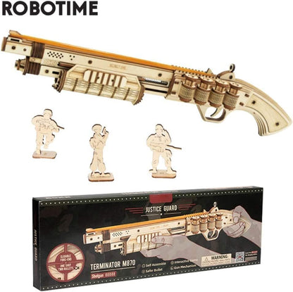 ROBOTIME Shotgun 3D Wooden Puzzle – DIY Handmade Craft Model Kit, Easy Assembly Toy Gift for Beginners &amp; Kids