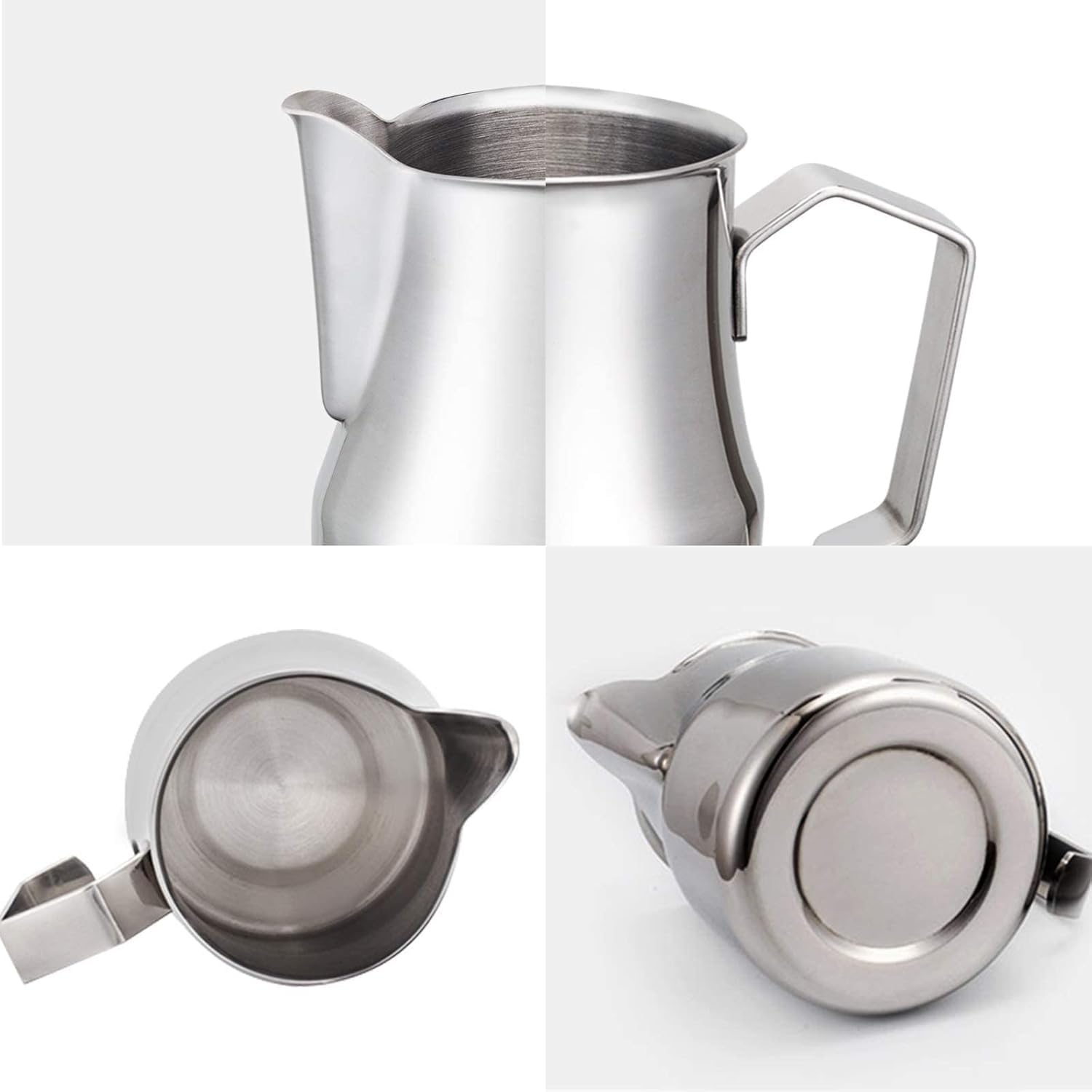 Easyworkz Stainless Steel Milk Pitcher – Latte Art Coffee Frothing Jug, Silver, 350ml
