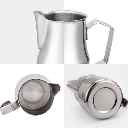 Easyworkz Stainless Steel Milk Pitcher – Latte Art Coffee Frothing Jug, Silver, 350ml